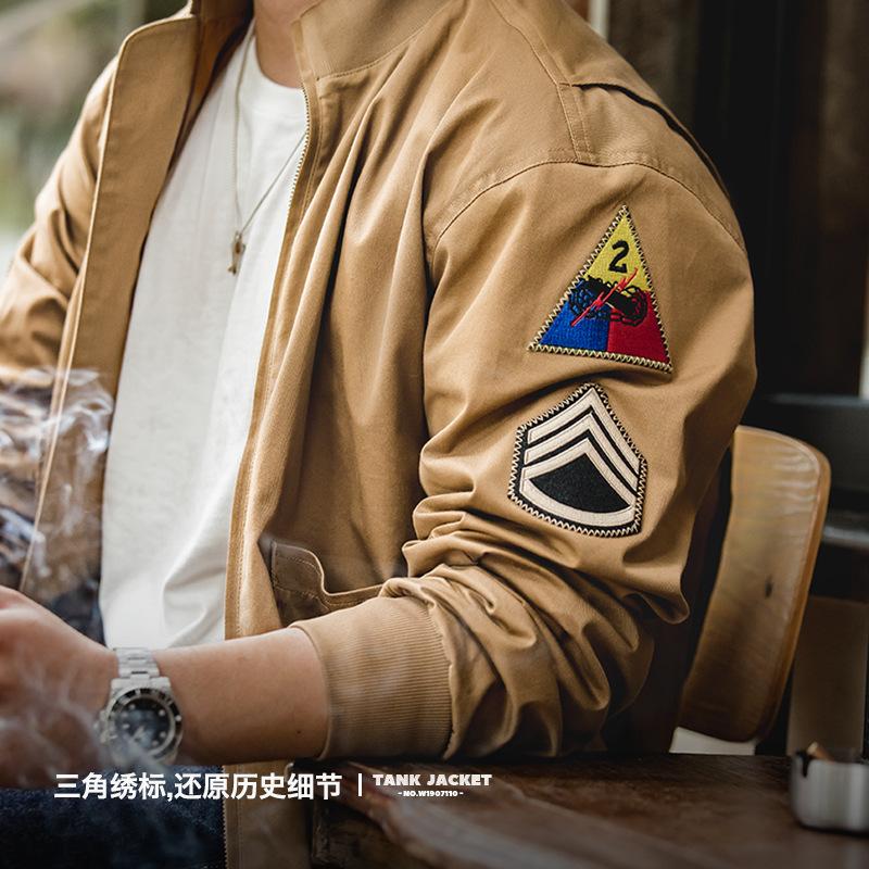 馬登工裝美式狂怒坦克服複刻秋冬款阿美哢嘰土黃色棉衣-Retro's Wear