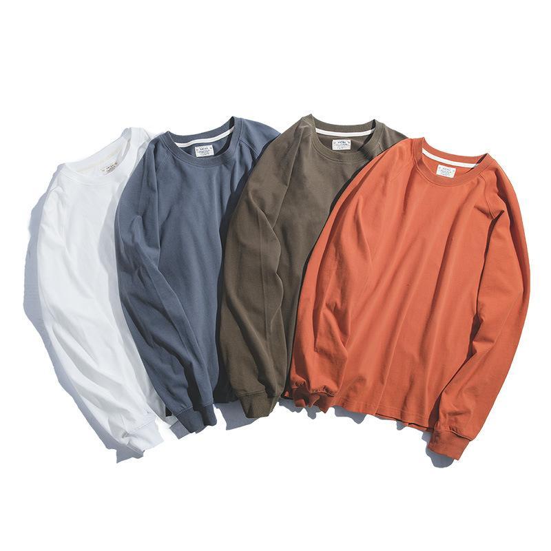 馬登工裝長袖磨毛T恤內搭白色打底衫春夏棉上衣男衛衣-Retro's Wear