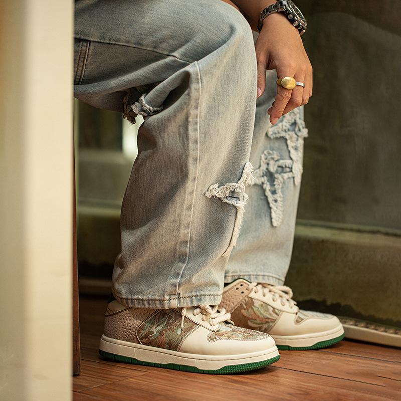 秘密森林情侶油畫板鞋男鞋秋季2022新款小眾厚底運動休閑鞋潮-Retro's Wear