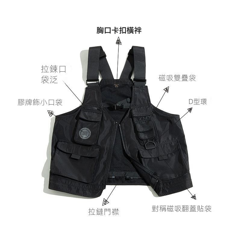 馬登工裝多口袋機能戰術馬甲無袖坎肩背心兩用挎包外套潮-Retro's Wear