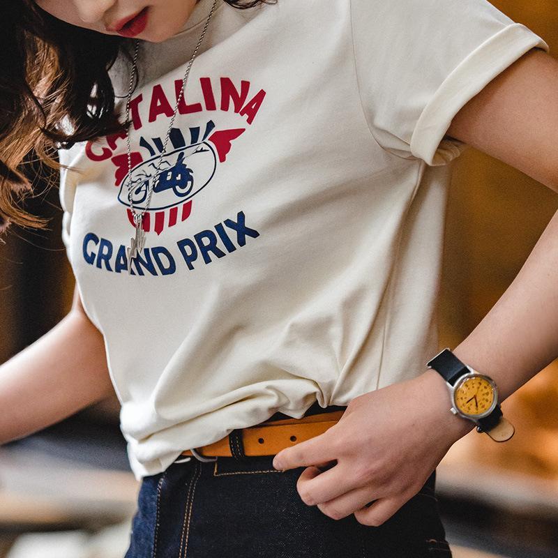 美式街頭純棉字母印花夏季短袖正肩寬松設計感T恤女-Retro's Wear