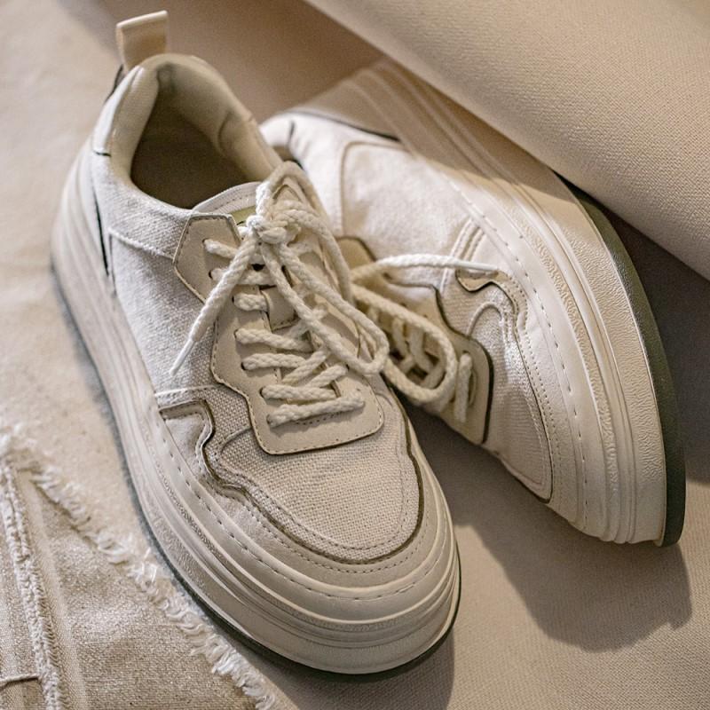 男鞋2023春季新款休閑鞋厚底增高運動鞋低幫小白鞋板鞋-Retro's Wear