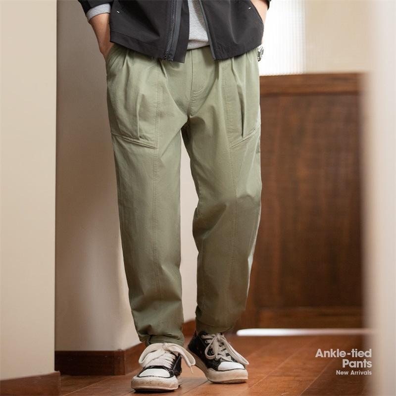 藏青色束腳褲寬松百搭休閑直筒小腳長褲子男春-Retro's Wear