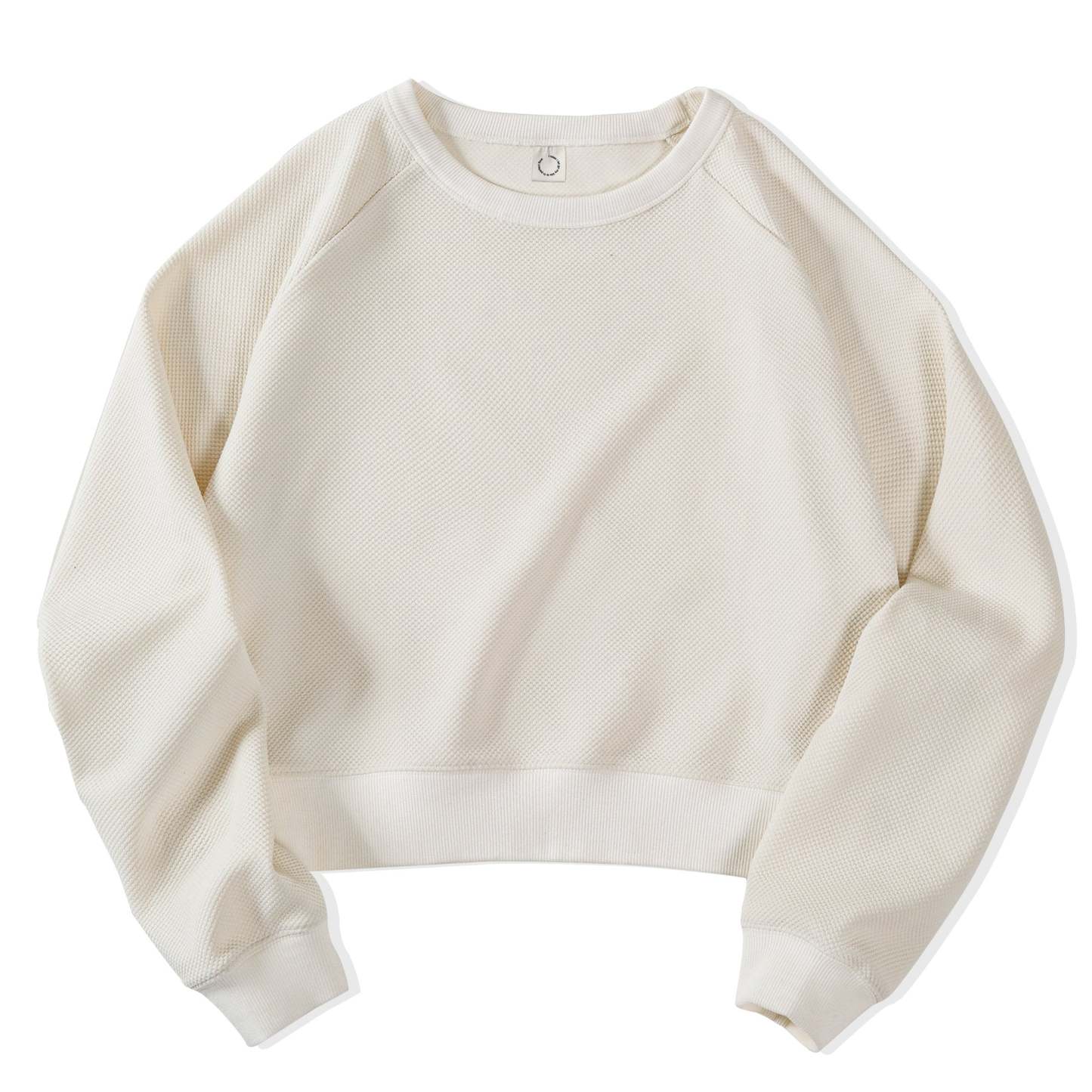 馬登女裝米白色高腰圓領衛衣小個子內搭打底外穿長袖上衣春新款-Retro's Wear