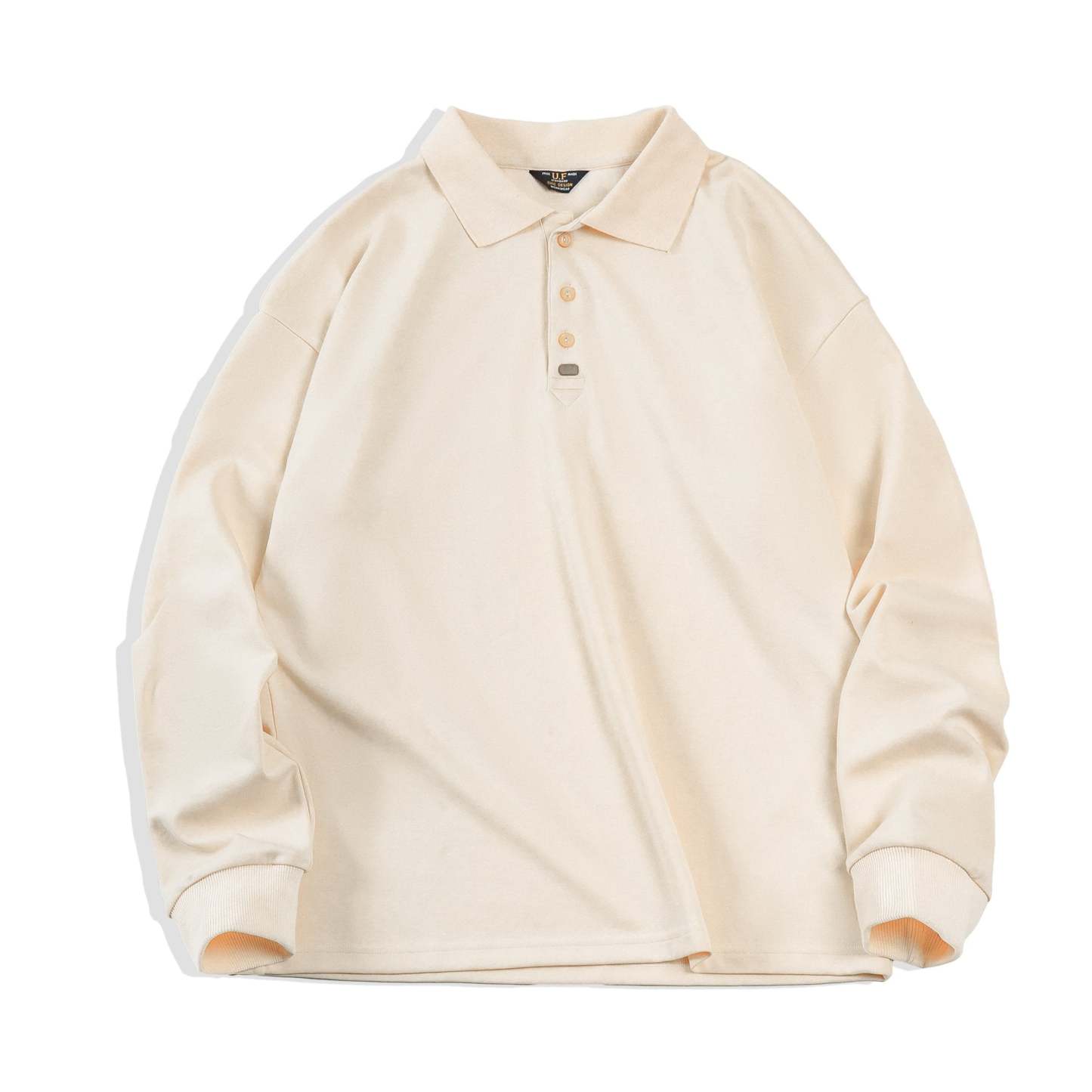 基礎款翻領polo衫純色寬松百搭打底長袖T恤男春-Retro's Wear