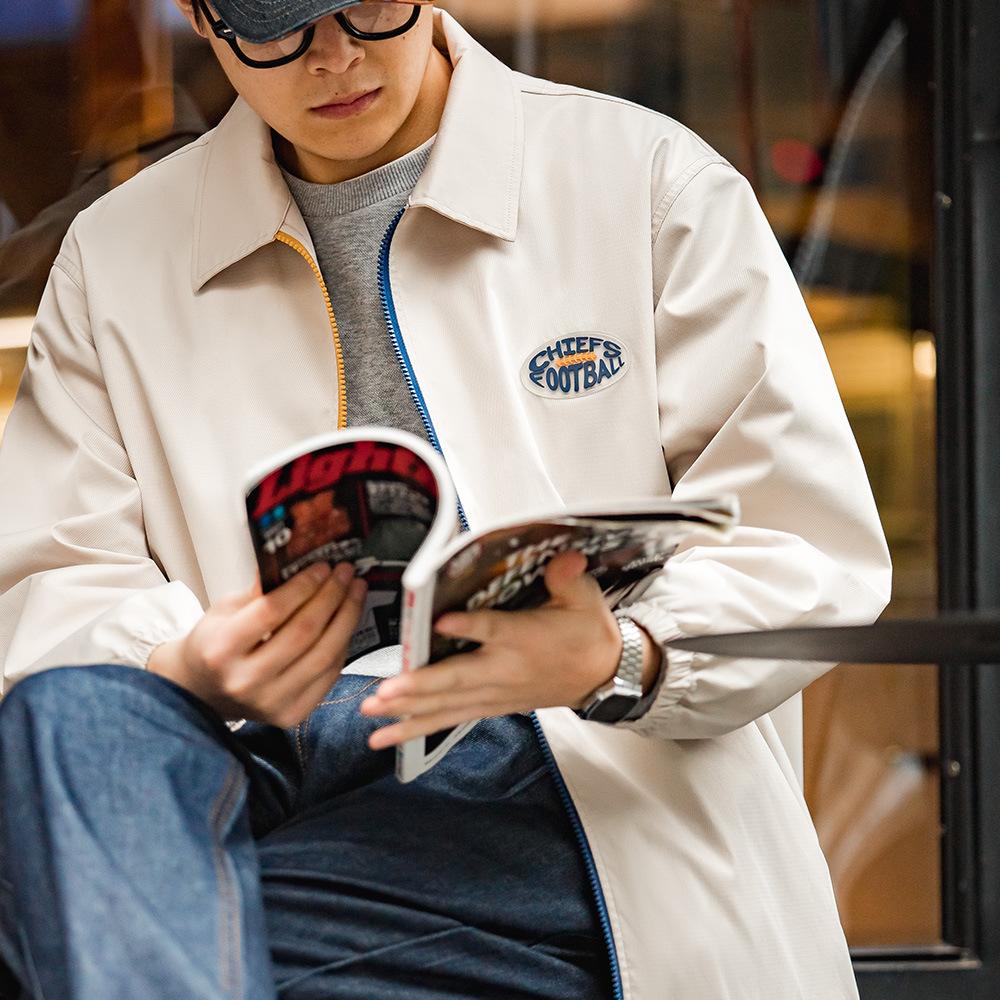 撞色教練夾克男春尼龍翻領cityboy街頭防風休閑-Retro's Wear