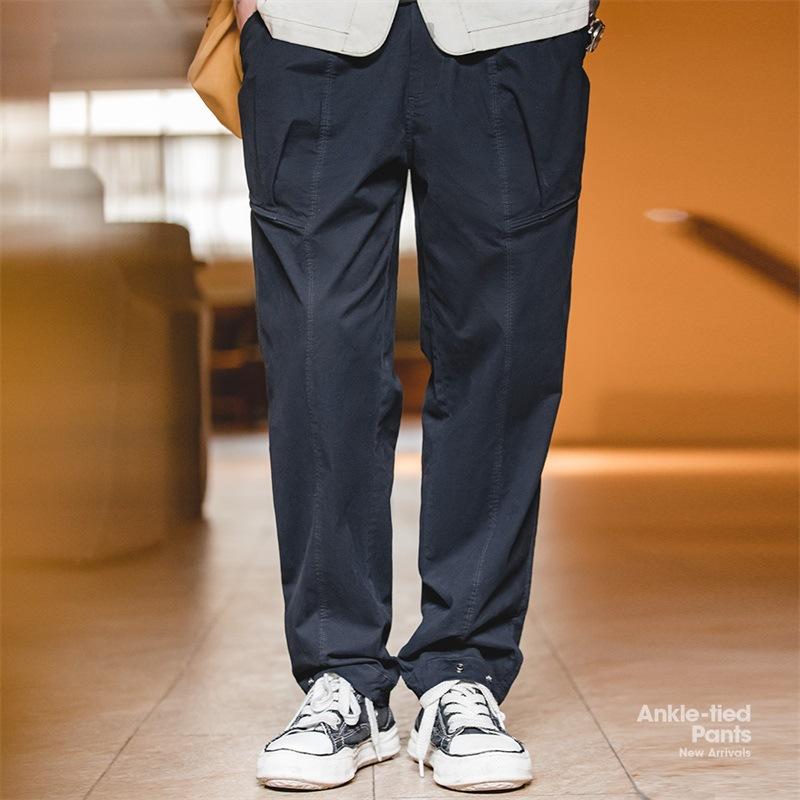 藏青色束腳褲寬松百搭休閑直筒小腳長褲子男春-Retro's Wear