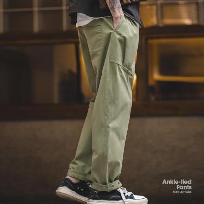 藏青色束腳褲寬松百搭休閑直筒小腳長褲子男春-Retro's Wear