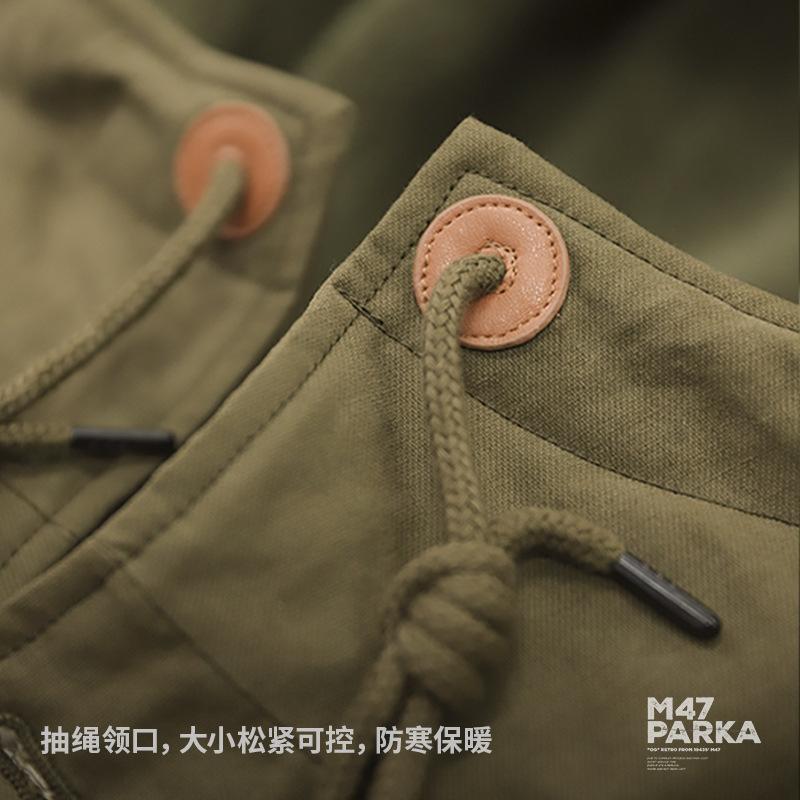 美式M47派克服大衣連帽保暖中長款棉衣外套男冬-Retro's Wear