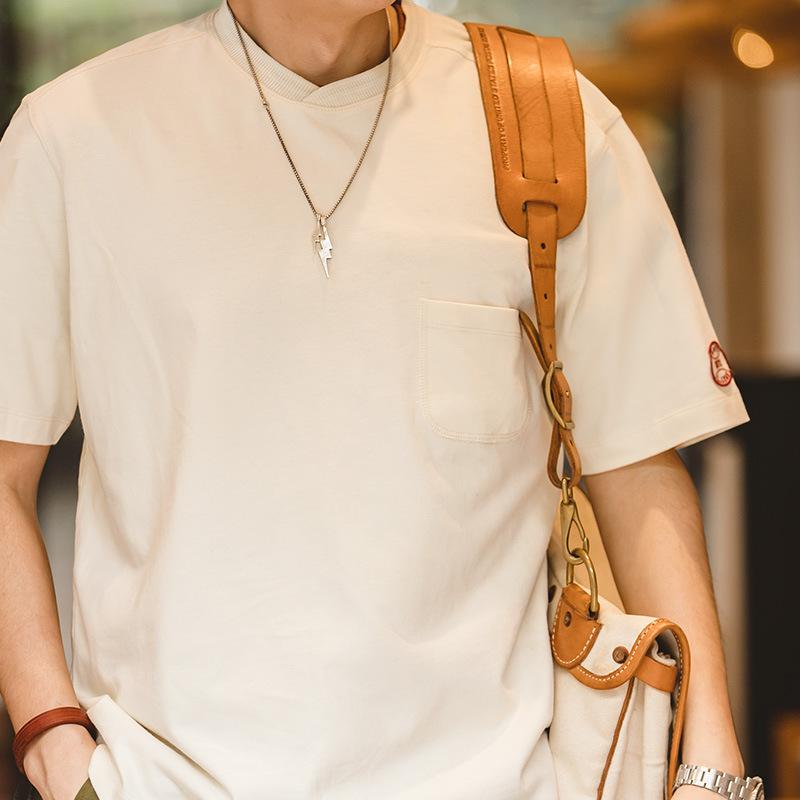 T恤棒球領口袋寬松運動半袖短袖打底衫男夏-Retro's Wear