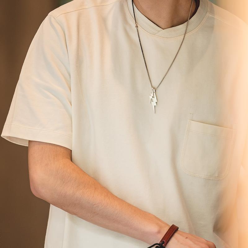 T恤棒球領口袋寬松運動半袖短袖打底衫男夏-Retro's Wear