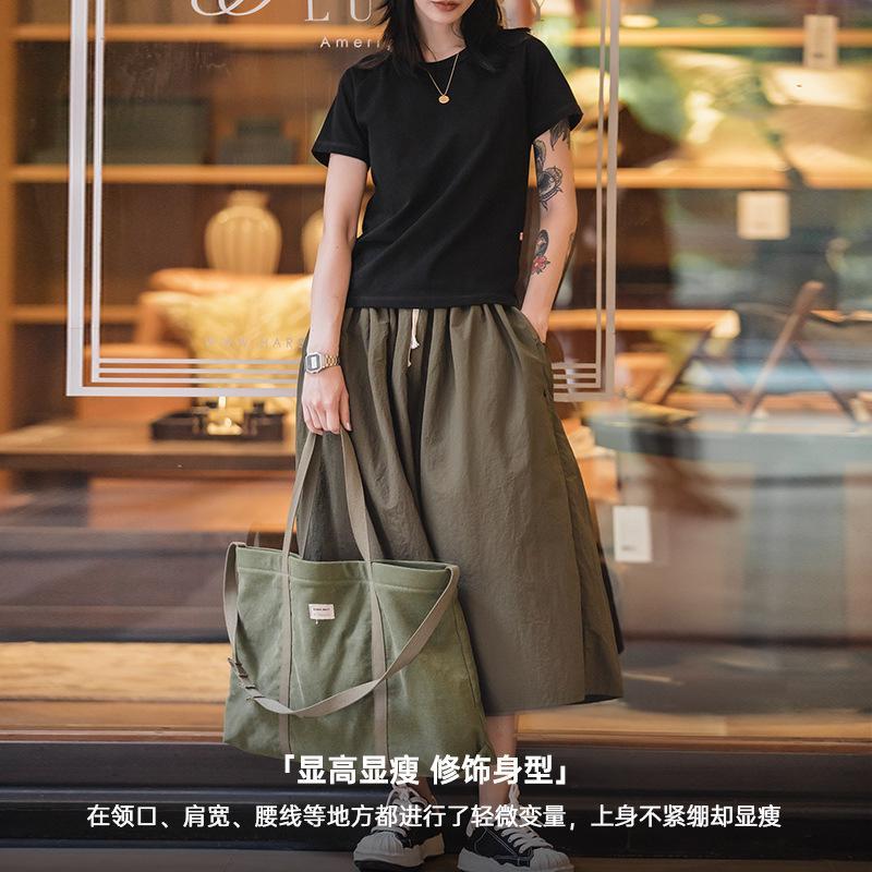 美式簡約基礎款純棉白色插肩T恤半夏季短袖顯瘦打底衫體-Retro's Wear