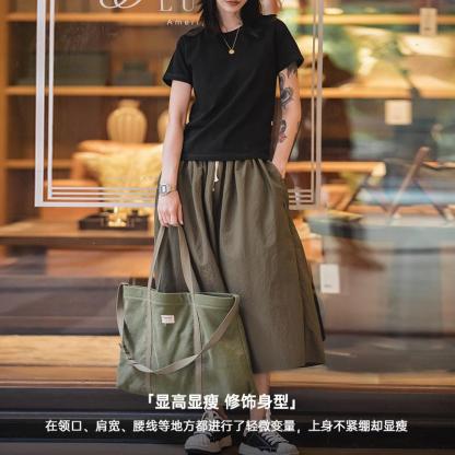 美式簡約基礎款純棉白色插肩T恤半夏季短袖顯瘦打底衫體-Retro's Wear