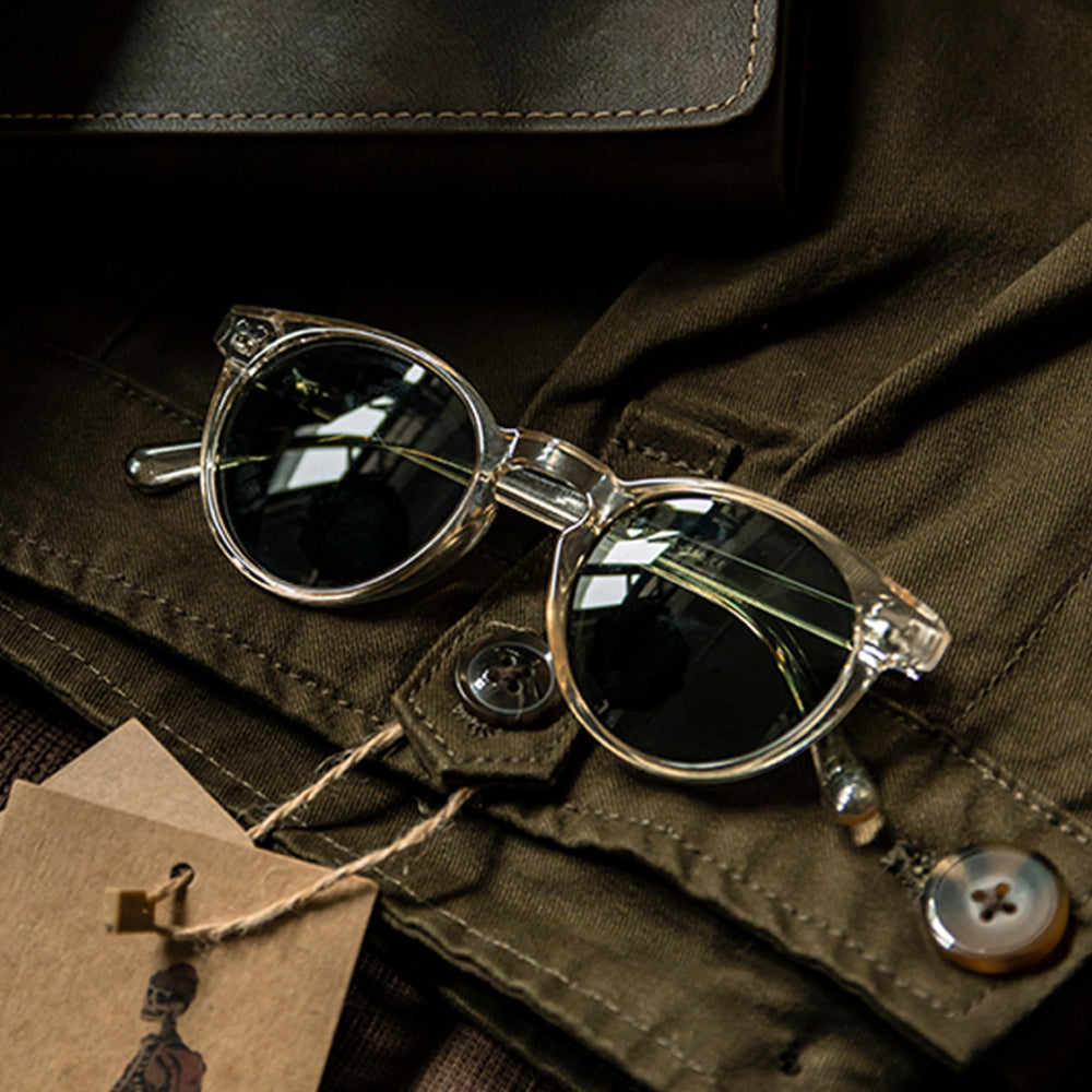 常春藤圓框眼鏡防藍光墨鏡板材眼鏡架-Retro's Wear