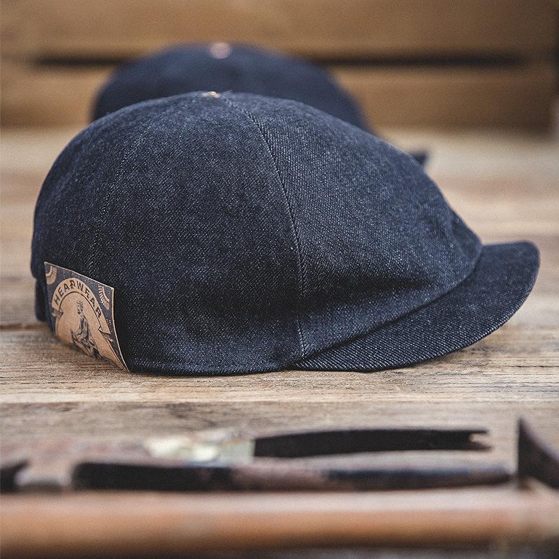 馬登工裝美式古著報童帽阿美哢嘰牛仔鴨舌貝雷畫家帽子配飾男-馬登工裝