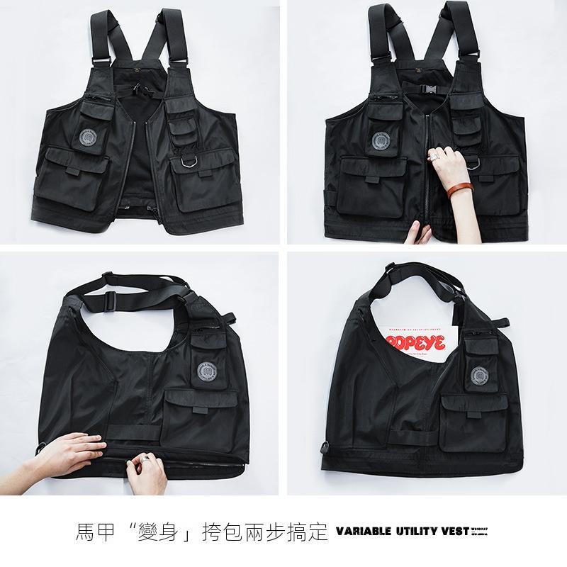 馬登工裝多口袋機能戰術馬甲無袖坎肩背心兩用挎包外套潮-Retro's Wear