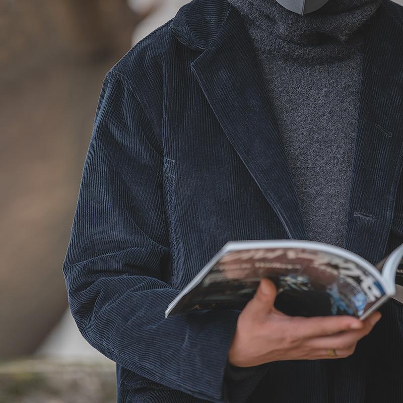 馬登工裝美式vintage燈芯絨風衣秋冬阿美咔嘰古巴領大衣男士外套-Retro's Wear