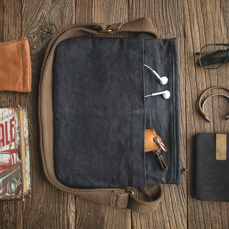 馬登工裝簡約油蠟帆布包男單肩斜挎包夏季小包-Retro's Wear