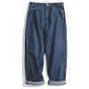 馬登工裝美式oversize深藍色直筒闊腿墜感寬鬆老爹牛仔褲男-Retro's Wear
