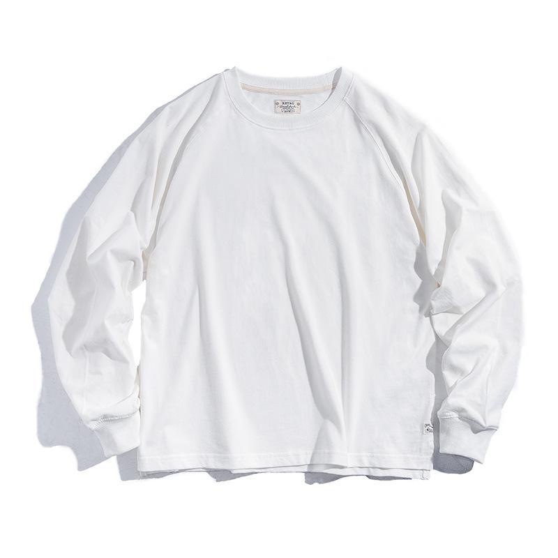 馬登工裝長袖磨毛T恤內搭白色打底衫春夏棉上衣男衛衣-Retro's Wear