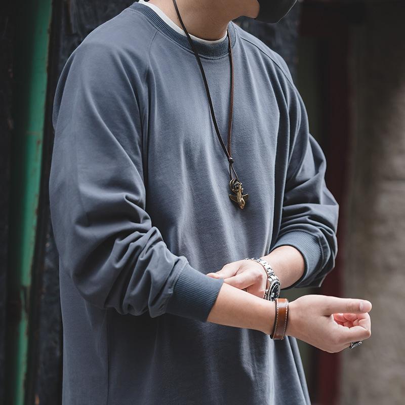 馬登工裝長袖磨毛T恤內搭白色打底衫春夏棉上衣男衛衣-Retro's Wear