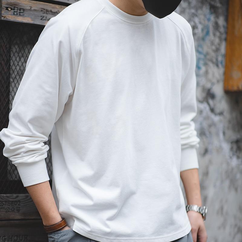 馬登工裝長袖磨毛T恤內搭白色打底衫春夏棉上衣男衛衣-Retro's Wear