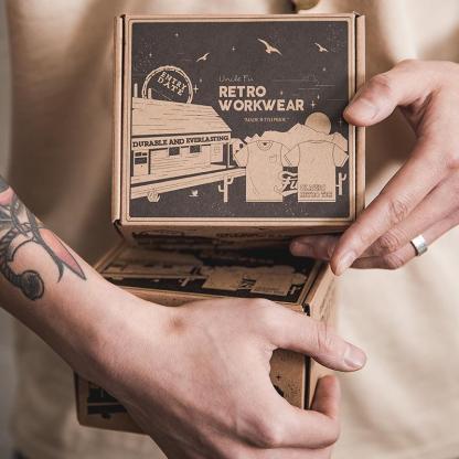 馬登工裝美式三本針口袋t恤阿美哢嘰棉半袖硬漢短袖男-Retro's Wear