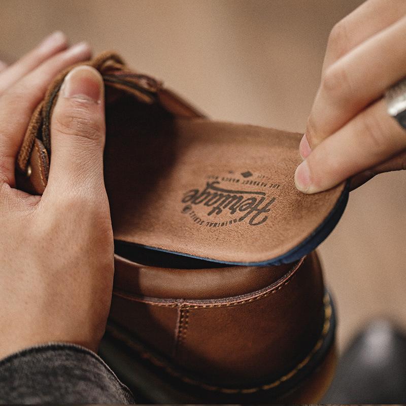 馬登男鞋春秋男士新款休閑皮鞋潮流大頭潮鞋子男英倫風低幫工裝鞋-Retro's Wear