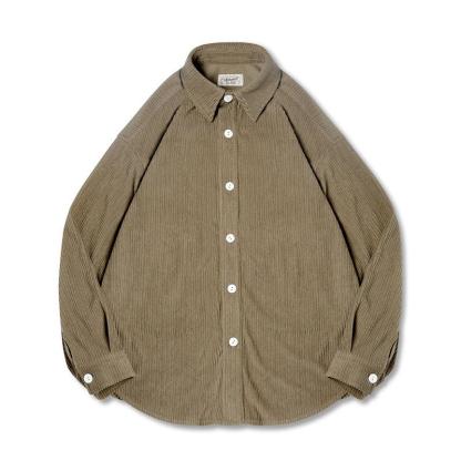 馬登工裝提花針織深灰色落肩長袖襯衫寬鬆厚實外套寸衣男-Retro's Wear