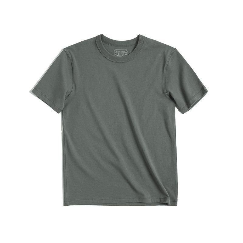 馬登工裝美式圓領300g純色厚實碳素磨毛t恤男士棉短袖寬鬆-Retro's Wear