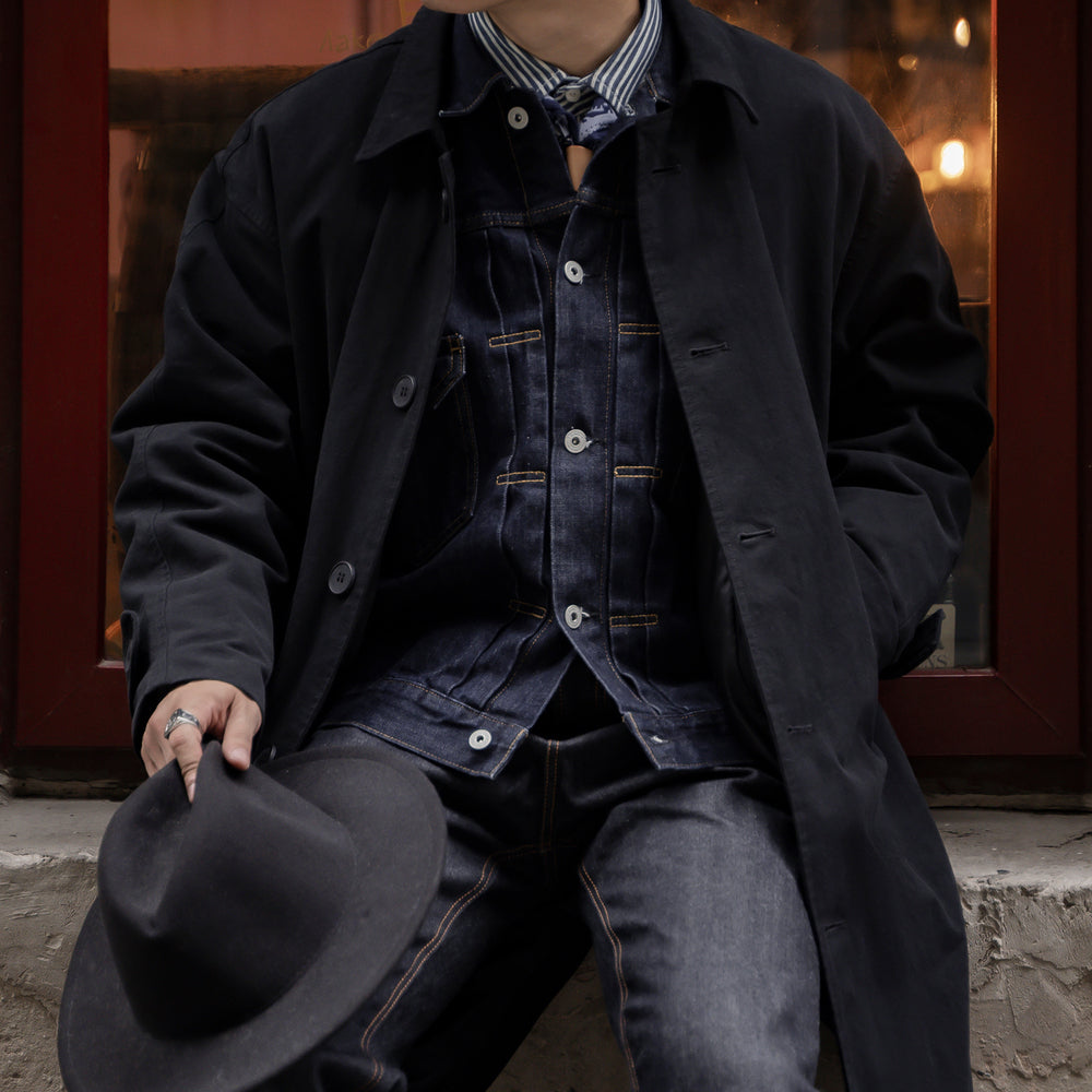 巴爾馬肯美式休閑工裝風衣中長款過膝寬松單排扣外套-Retro's Wear