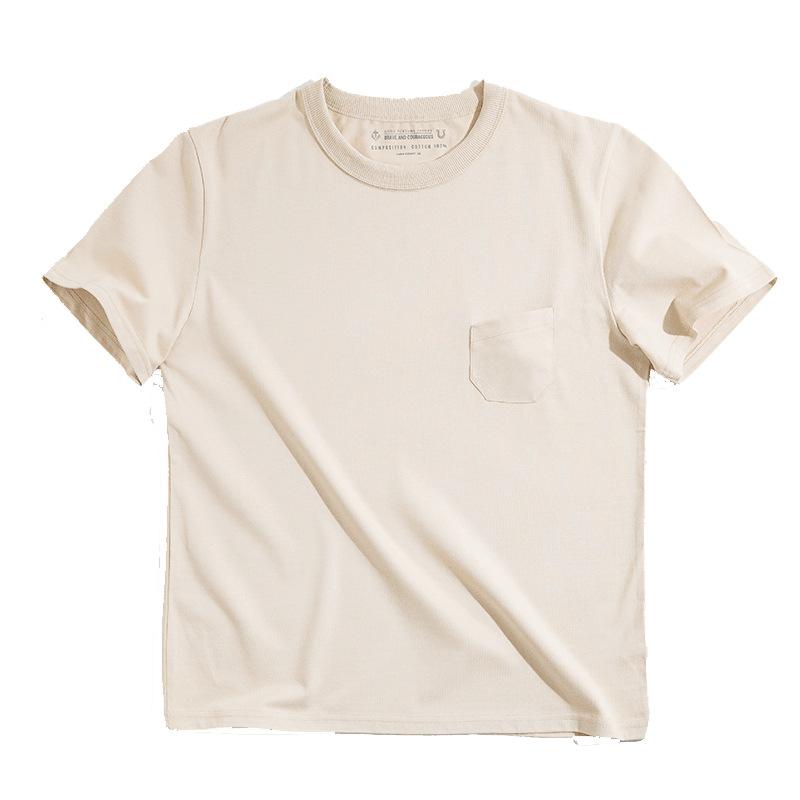 馬登工裝美式三本針口袋t恤阿美哢嘰棉半袖硬漢短袖男-Retro's Wear