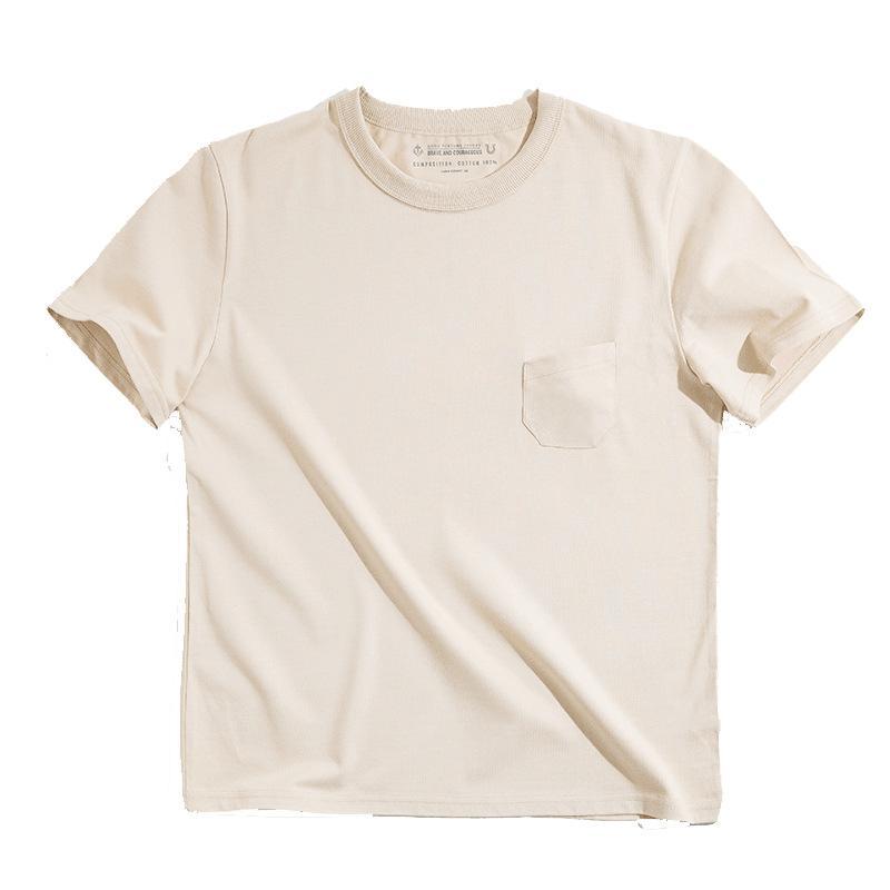 馬登工裝美式三本針口袋t恤阿美哢嘰棉半袖硬漢短袖男-Retro's Wear