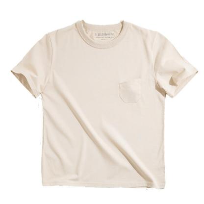 馬登工裝美式三本針口袋t恤阿美哢嘰棉半袖硬漢短袖男-Retro's Wear