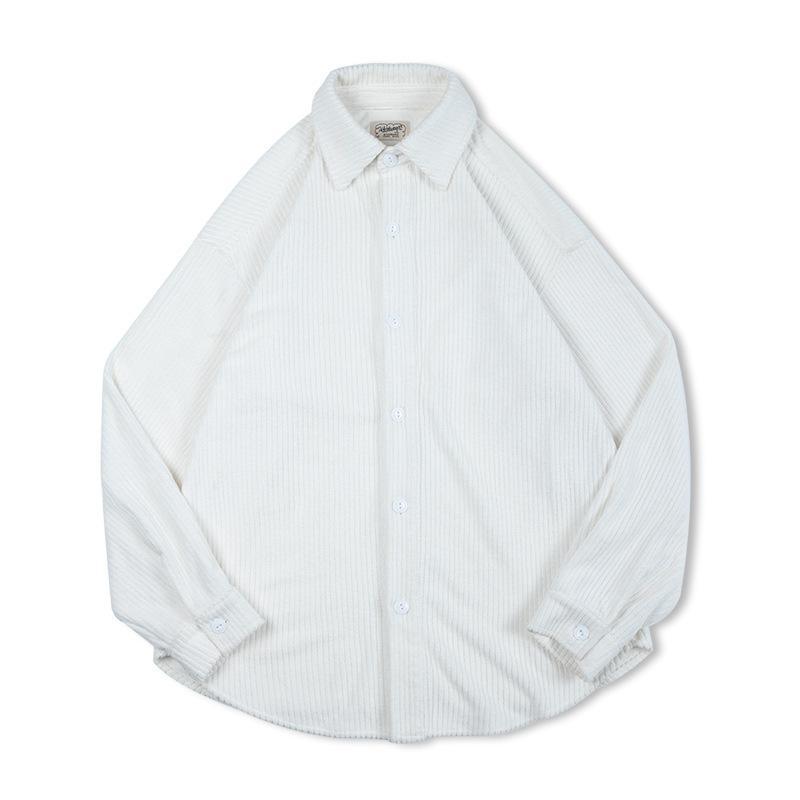 馬登工裝提花針織深灰色落肩長袖襯衫寬鬆厚實外套寸衣男-Retro's Wear