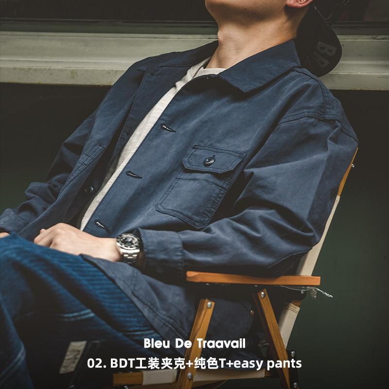 馬登工裝不對稱口袋立體剪裁外套獵裝水洗做舊夾克男秋-Retro's Wear