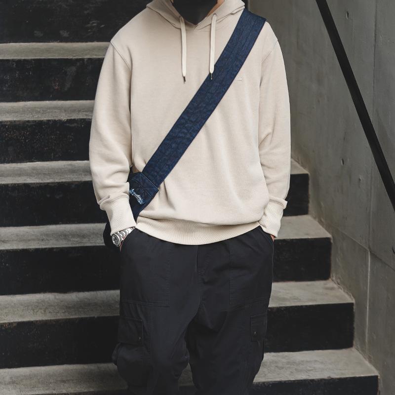 馬登工裝灰色連帽衛衣阿美哢嘰純色運動帽衫男-Retro's Wear