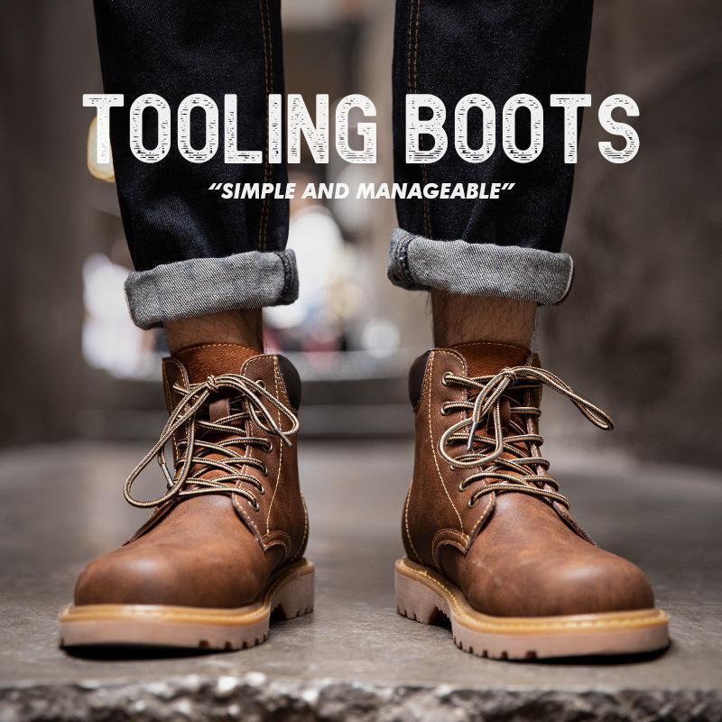 馬登馬丁靴男高幫工裝靴男靴英倫風靴子冬季加絨保暖棉鞋中幫-Retro's Wear