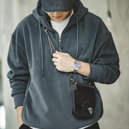 馬登工裝軍綠色搖粒絨連帽衛衣加絨打底疊穿外套頭男秋冬-Retro's Wear