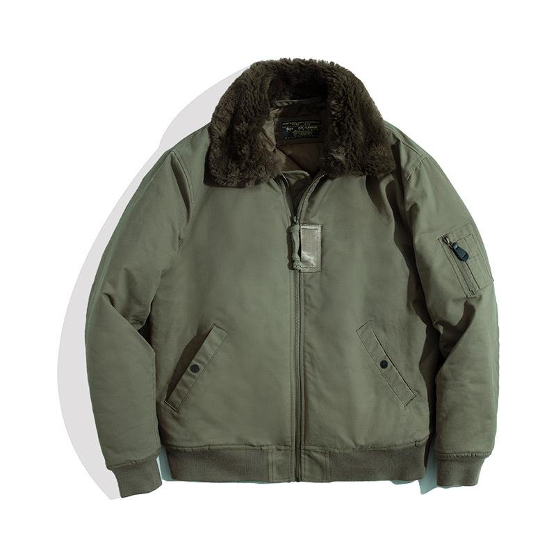 馬登工裝美式B15轟炸機軍事風夾克保暖翻毛領外套棉服男-Retro's Wear