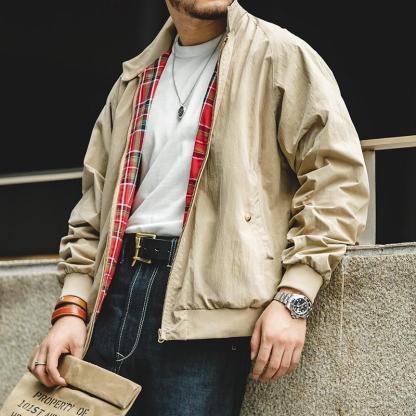 馬登工裝美式立領哈靈頓夾克G9短款機車拉鍊外套男潮-Retro's Wear