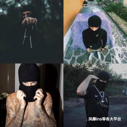 馬登工裝黑色保暖毛線帽頭套針織帽子面罩男秋冬-Retro's Wear