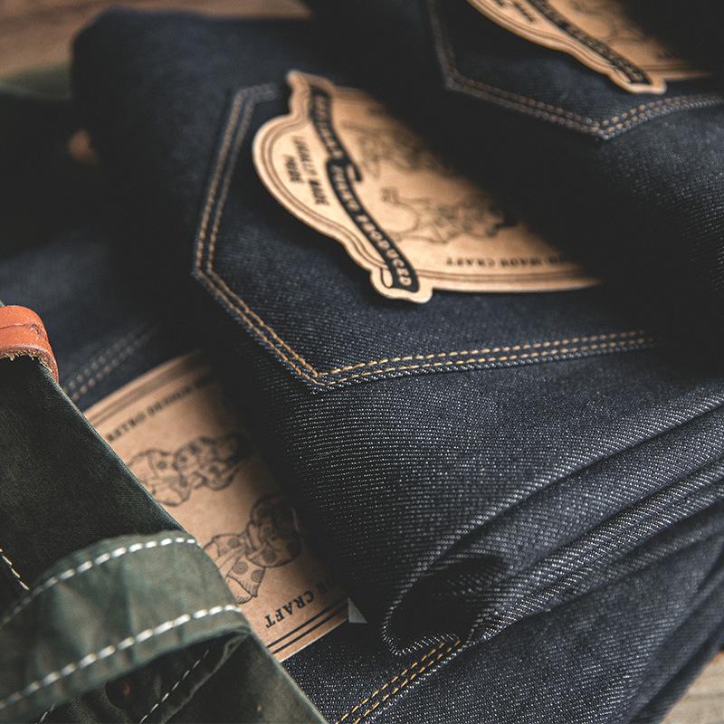 馬登工裝赤耳丹寧原牛牛仔褲春秋阿美咔嘰原深色褲男-Retro's Wear