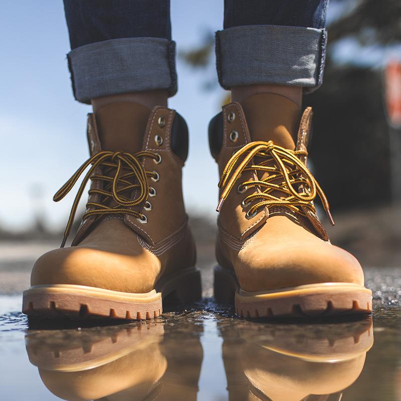 馬登春冬雪地靴馬丁靴男靴工裝短靴子厚底加絨踢不爛大黃靴潮-Retro's Wear