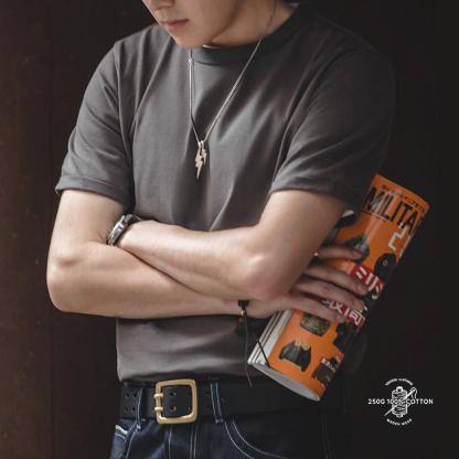 美式32支白色t恤內搭二本針夏季短袖打底衫男體-Retro's Wear