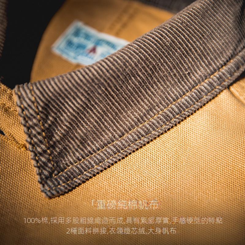 美式密歇根帆布夾克多口袋咔嘰翻領薄外套男秋-Retro's Wear