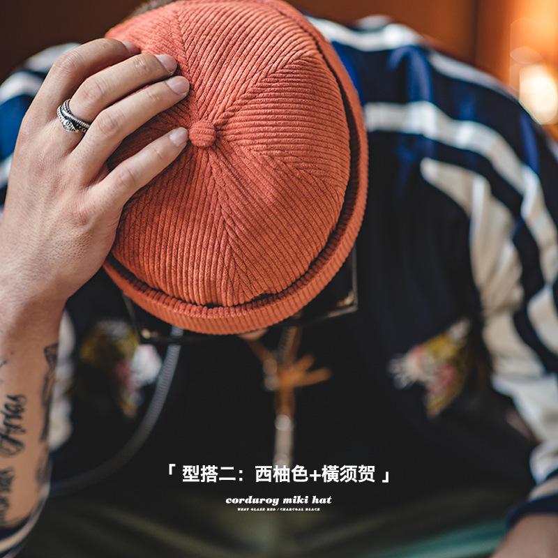 馬登工裝燈芯絨雅痞瓜皮帽地主帽無沿無簷水手帽冷帽子男秋冬-Retro's Wear