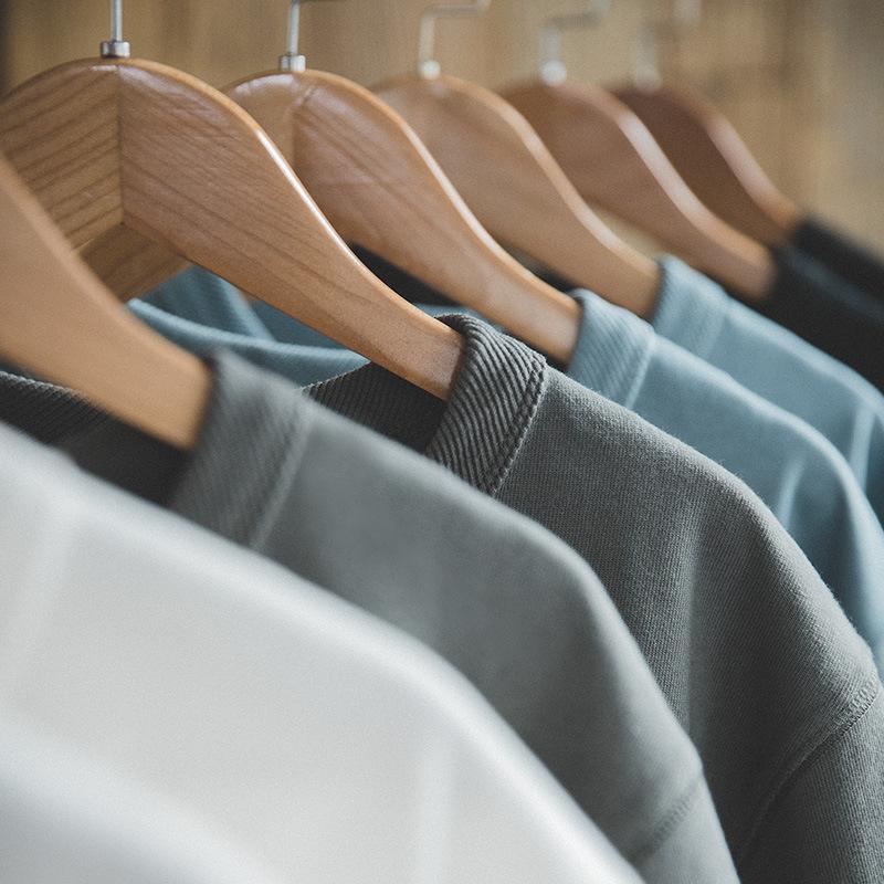 馬登工裝美式圓領300g純色厚實碳素磨毛t恤男士棉短袖寬鬆-Retro's Wear