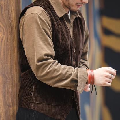 馬登工裝獵裝古著燈芯絨馬甲背心秋季阿美哢嘰英倫外套男-Retro's Wear