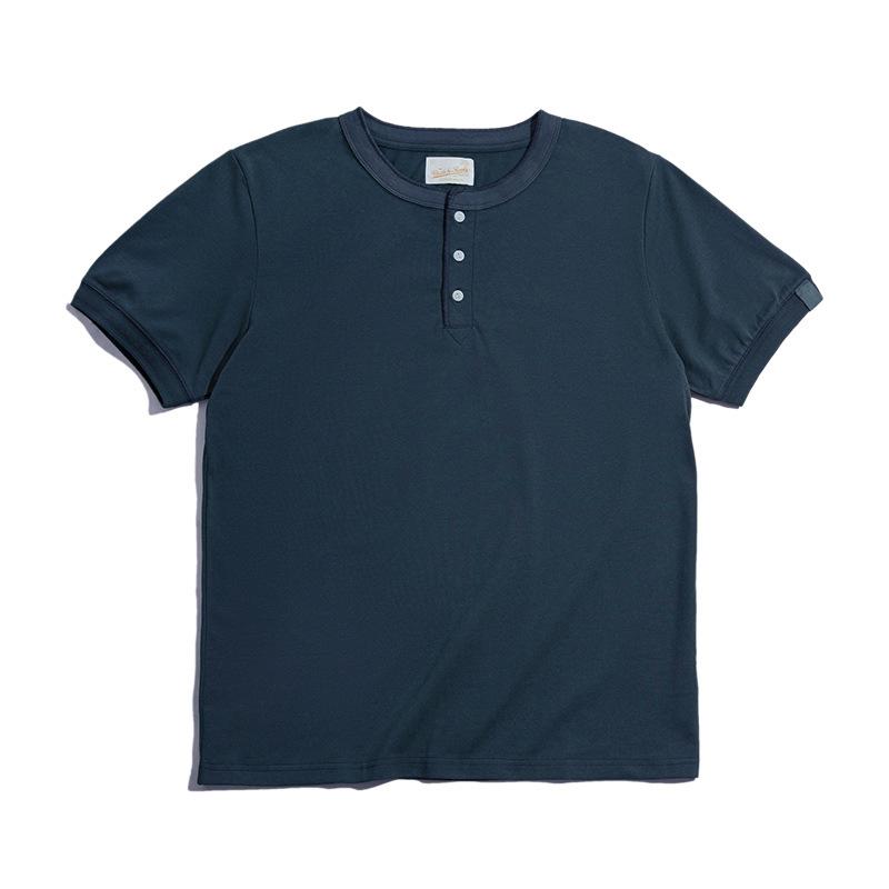 馬登工裝美式阿美哢嘰短袖亨利衫夏季軍綠微彈硬漢T恤男-Retro's Wear